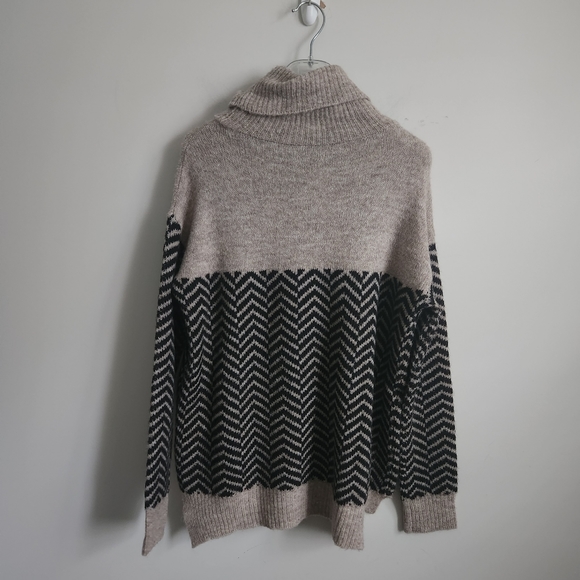 Lauren Vidal wool turtleneck sweater chevron sz L - Picture 3 of 4